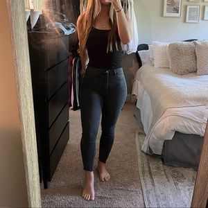 H&M Charcoal Raw Hem Skinny Jeans